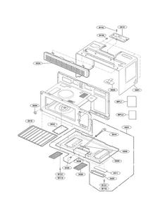 Oven Cavity Parts Diagram and Parts List for MV1604ST01  LG Microwave