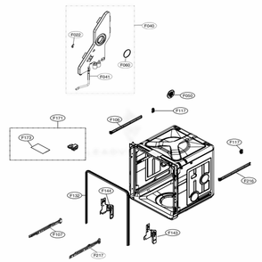 Tub Assembly Diagram and Parts List for LDT7808ST ASTESNA LG Dishwasher