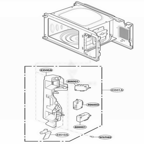 Latch Board Parts Diagram and Parts List for MS2344B TWHQNAD LG Range