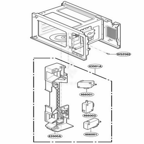 Latch Board Parts Diagram and Parts List for M130TCS HSLQCUR LG Range