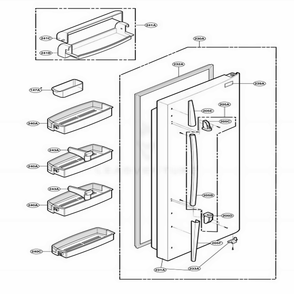 Refrigerator Door Part Diagram and Parts List for LRSC26915TT ATICLGA LG Refrigerator