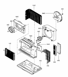 Air Handling/cycle Parts Diagram and Parts List for 58075085700  Kenmore Air Conditioner