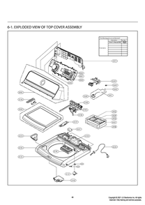 Top Cover Assembly Diagram and Parts List for T1799SEHBW ABWETUS LG Washer