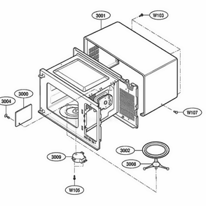 Oven Cavity Parts Diagram and Parts List for MBBS (01)(CS1EBSH) LG Microwave