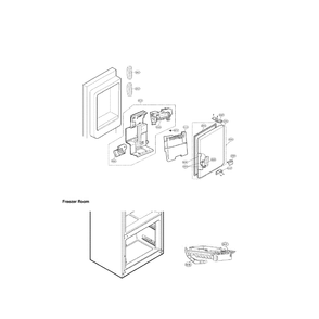 Ice Maker And Ice Bin Diagram and Parts List for LFX29927SB 00 LG Refrigerator