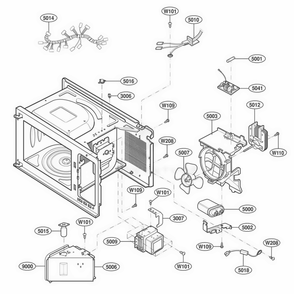 Interior Parts Diagram and Parts List for 66339 CBKESEA LG Range