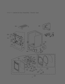 Cabinet And Door Assembly Diagram and Parts List for RV13A4AS8 ABWESEU LG Dryer