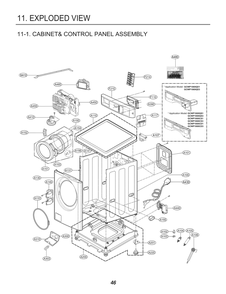 Cabinet& Control Panel Assembly Diagram and Parts List for FH069FD7F ASSEELC LG Washer