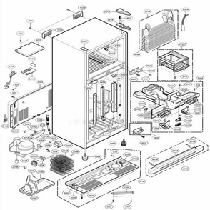 Case Parts Diagram and Parts List for 75952 ASWCSEF LG Refrigerator