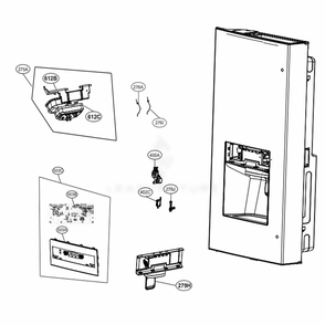 Dispenser Parts Diagram and Parts List for 72597 ASBCSE2 LG Refrigerator