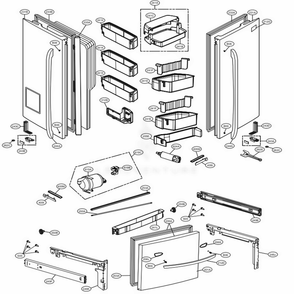 Door Parts Diagram and Parts List for LFX31995ST ASTCNA1 LG Refrigerator