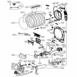 Drum And Motor Assembly: Gas Type Diagram and Parts List for 79002 ABWESEU LG Dryer