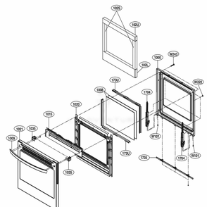 Door Parts Diagram and Parts List for LRE4213ST ASTLLGA LG Range