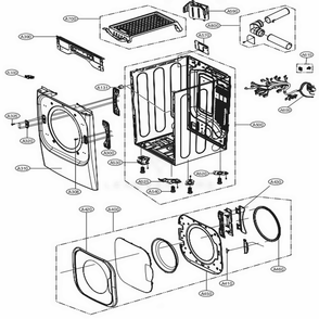 Cabinet And Door Assembly: Electric Type Diagram and Parts List for DLEX8100W ABWEEUS LG Dryer