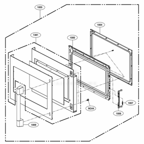 Door Parts Diagram and Parts List for UPMC3084ST CSBESGN LG Microwave