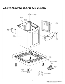 Outer Case Assembly Diagram and Parts List for WT7405CV ASSEUUS LG Washer
