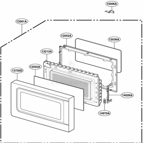 Door Parts Diagram and Parts List for MT4110SKQ CMWEWRP LG Wall Oven