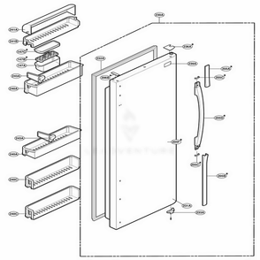 Refrigerator Door Part Diagram and Parts List for LRSPC2331BK AWBCLGA LG Refrigerator