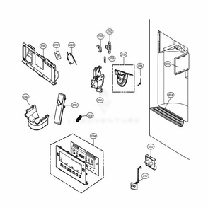 Dispenser Parts Diagram and Parts List for 72099 AWBCSE1 LG Refrigerator