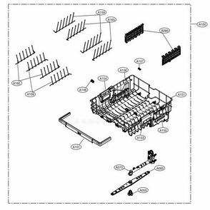Upper Rack Assembly Diagram and Parts List for LDT7808SS ASSESNA LG Dishwasher
