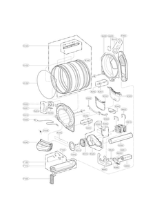 Drum And Motor Assembly Parts Diagram and Parts List for DLE4970W  LG Dryer