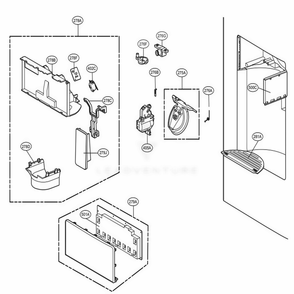 Dispenser Parts Diagram and Parts List for 73059 AWBCSE0 LG Refrigerator