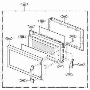 Door Parts Diagram and Parts List for 80419 CBKESEA LG Range