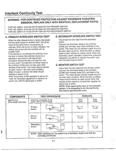 Interlock Continuity Test Diagram and Parts List for MA-1273M  LG Microwave