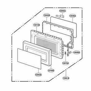 Door Parts Diagram and Parts List for KM36SW MWEWCF LG Range
