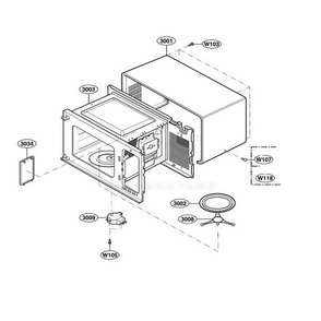 Oven Cavity Parts Diagram and Parts List for 65022 CWHESEA LG Range