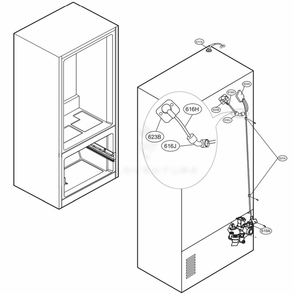 Valve And Water Tube Parts Diagram and Parts List for 73107 ASBCSE2 LG Refrigerator