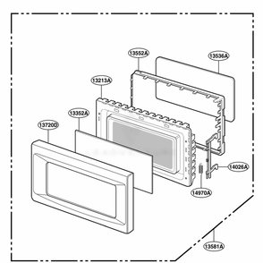Door Parts Diagram and Parts List for KCMS185JBL BKEKAD LG Wall Oven