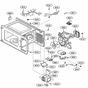 Interior Parts Diagram and Parts List for MBBB CBKEBSH LG Wall Oven