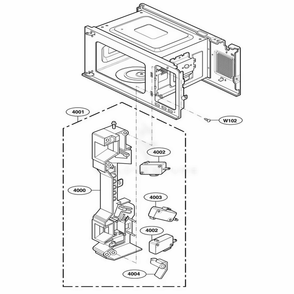 Latch Board Parts Diagram and Parts List for 64289 AB1ESEA LG Wall Oven