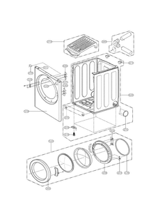 Cabinet And Door Assembly Parts Diagram and Parts List for DLE0442W01  LG Dryer