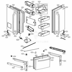 Door Parts Diagram and Parts List for 73054 ABICSE0 LG Refrigerator