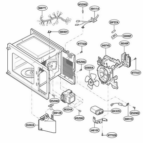 Interior Parts Diagram and Parts List for MT1110SKQ CWHEWRP LG Wall Oven
