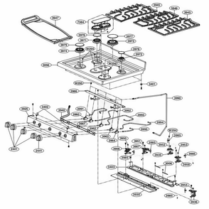 Cooktop Parts Diagram and Parts List for LRG3193SW FWHELGA LG Range