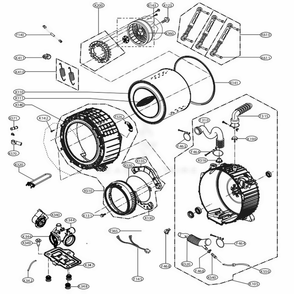 Drum And Tub Assembly Diagram and Parts List for WM3670HWA ABWEVUS LG Washer