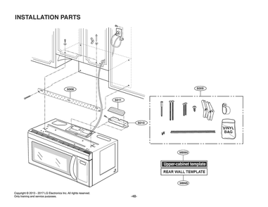 Installation Parts Diagram and Parts List for MV1843ASD CBKELGA LG Microwave