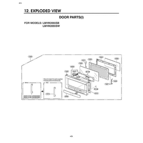 Section 1 Diagram and Parts List for LMVM2055SB ABKELGA LG Microwave Oven Combo