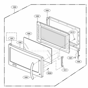 Door Parts Diagram and Parts List for 80824 AB6ESEA LG Range