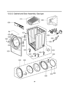 Cabinet And Door Assembly Diagram and Parts List for RN1399AA ABWEEUS LG Dryer