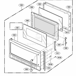 Door Parts Diagram and Parts List for 63763 ASBESEA LG Range