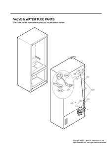Valve And Water Tube Parts Diagram and Parts List for GR-X30GHSJM ASTCNA0 LG Refrigerator