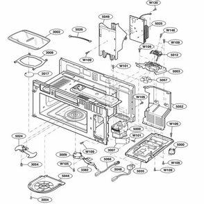 Interior Parts 1 Diagram and Parts List for 64682 AW1ESEA LG Range