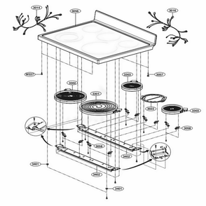 Cooktop Parts Diagram and Parts List for LRE30453SW FWHLLGA LG Range