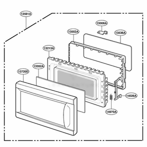 Door Parts Diagram and Parts List for 61289 ABKESEA LG Range