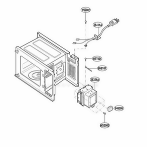 Interior Parts Diagram and Parts List for KM362W MWEWCF LG Range