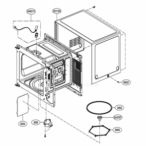 Oven Cavity Parts Diagram and Parts List for MS0936GIS CBKELEC LG Range